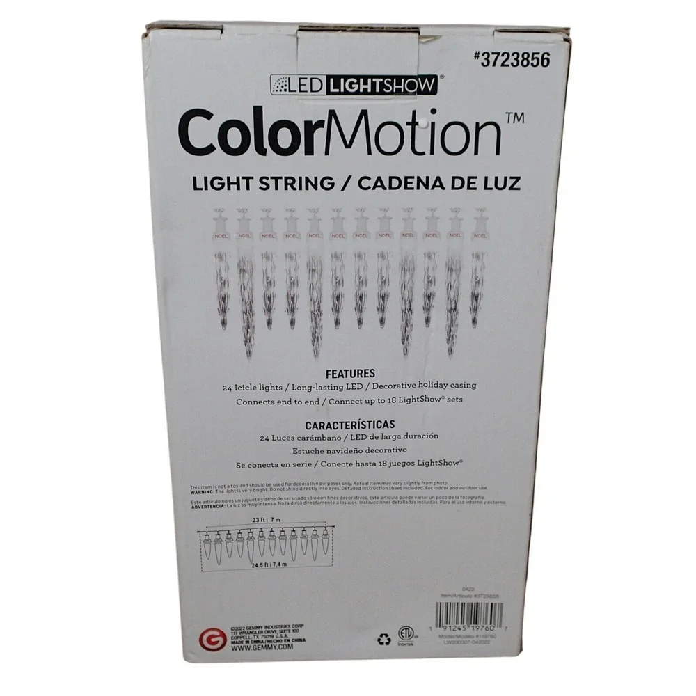 Gemmy LED Lightshow ColorMotion 24 White LED Christmas Icicle Lights Wedding NEW